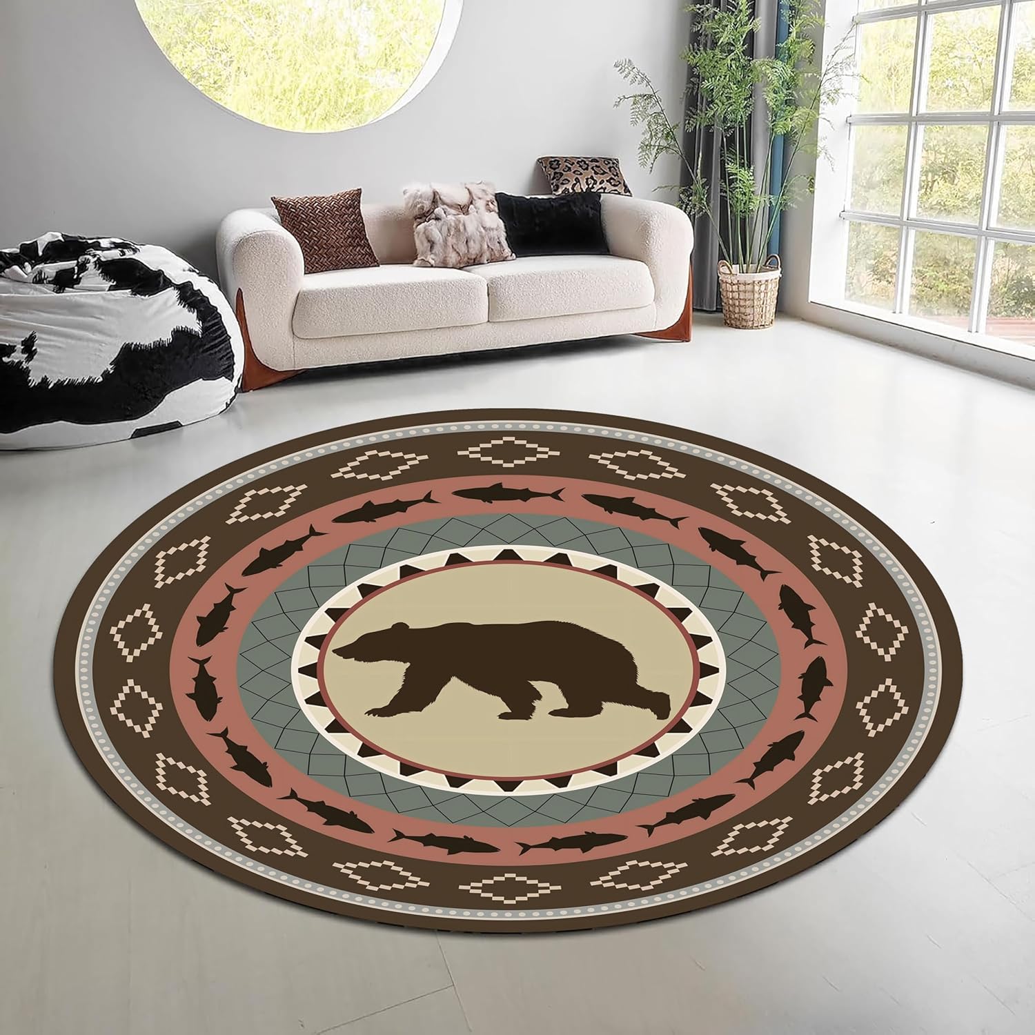 Hunting Outdoor Mat - Tapete Redondo Vintage Estilo Floresta Verde